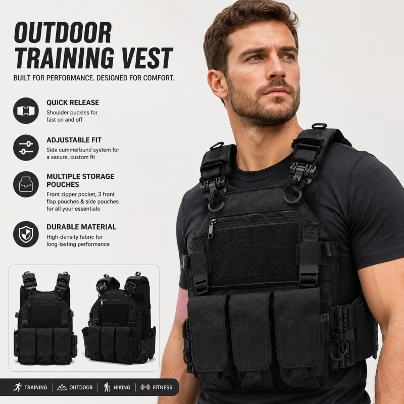 Outdoor Hunting Magazines - Tactical Vest Polyester Carrier with Triple