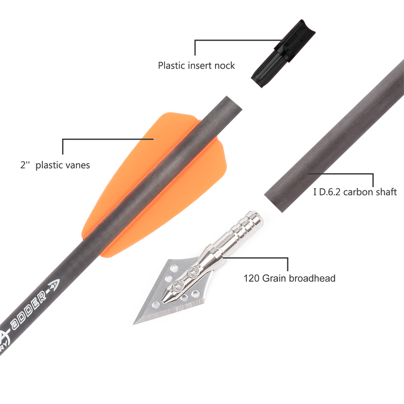 Crossbow Bolt Broadhead - 6pcs R9 7.5 Inch Catbon Crossbow