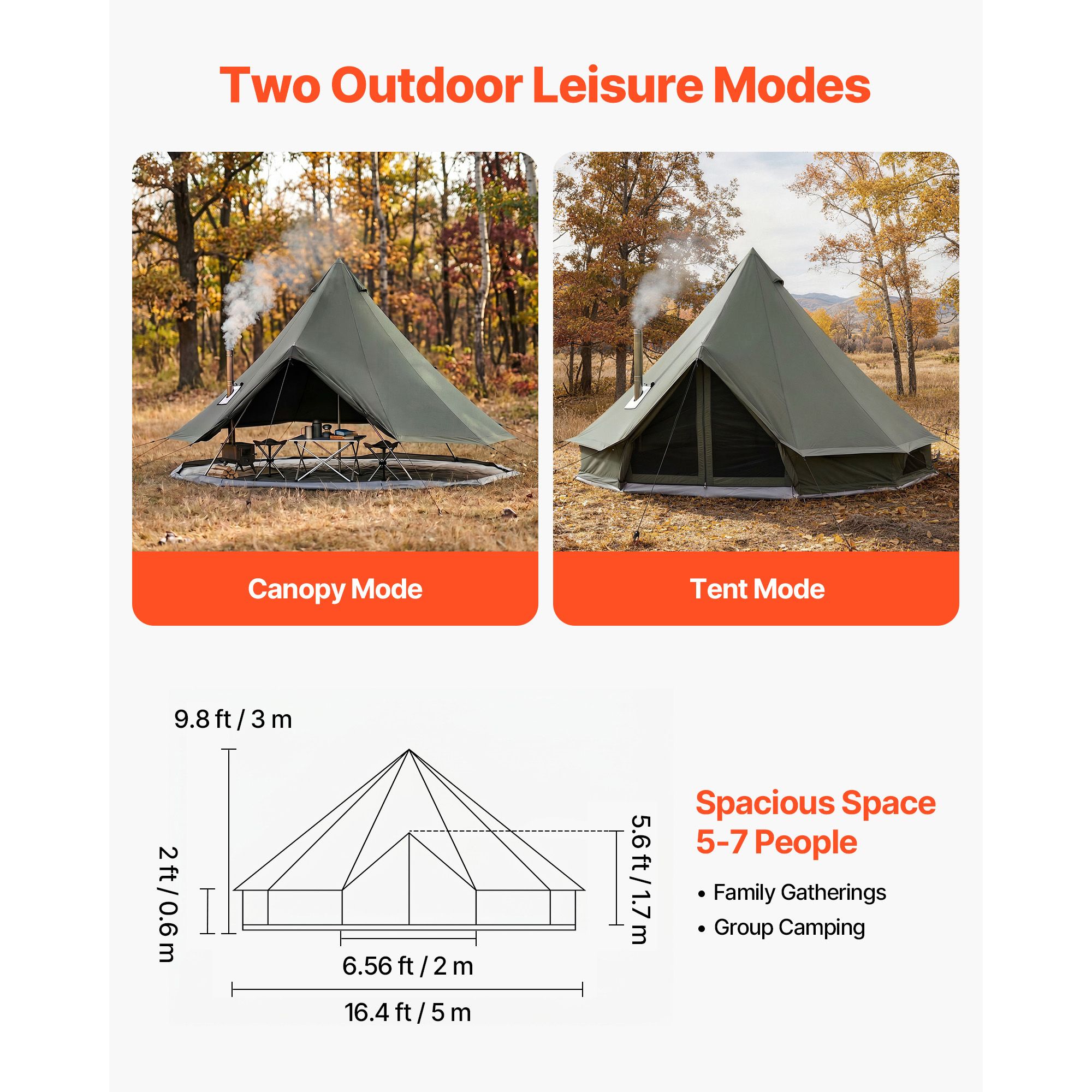 Canvas Bell Tent, 4 Seasons 16 - Outdoor Hunting Tent recension och pris
